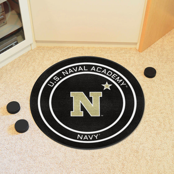 Navy Hockey Puck Rug - 27in. Diameter