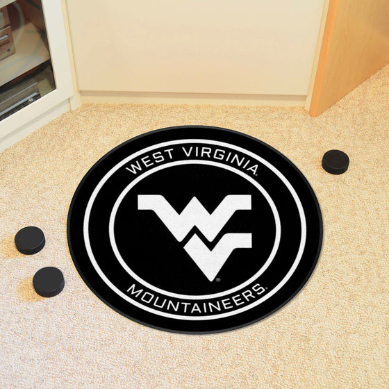 West Virginia Hockey Puck Rug - 27in. Diameter