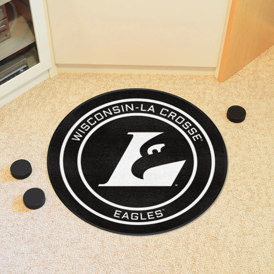 Wisconsin-La Crosse Hockey Puck Rug - 27in. Diameter