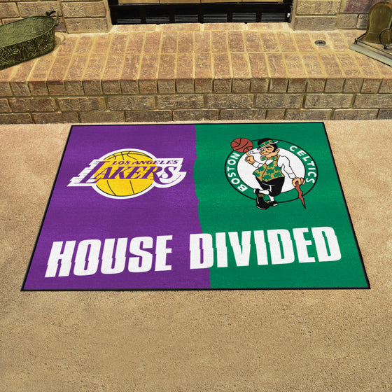 NBA House Divided - LA Lakers / Celtics House Divided Rug - 34 in. x 42.5 in.