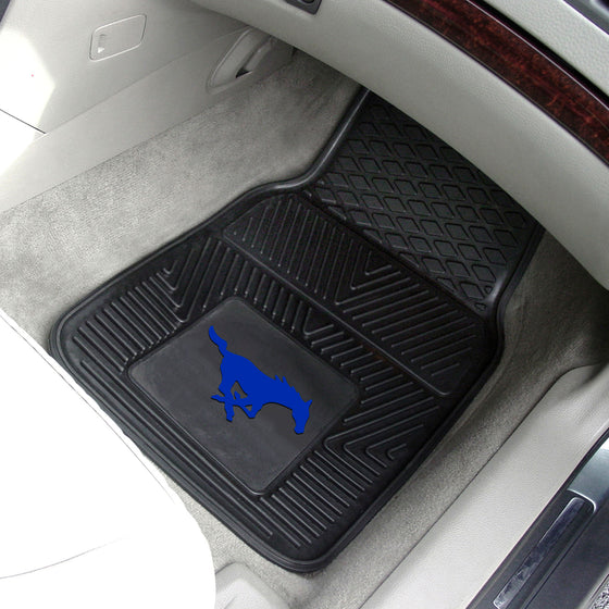 SMU Mustangs Heavy Duty Car Mat Set - 2 Pieces, Blue Mustang