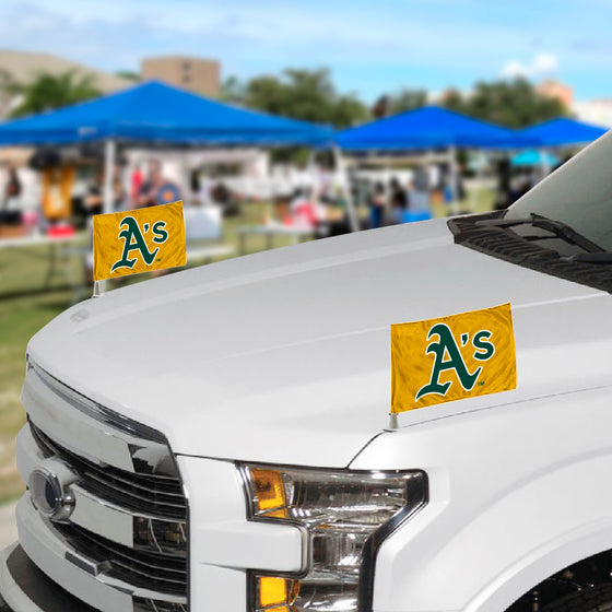 Oakland Athletics Ambassador Car Flags - 2 Pack Mini Auto Flags, 4in X 6in