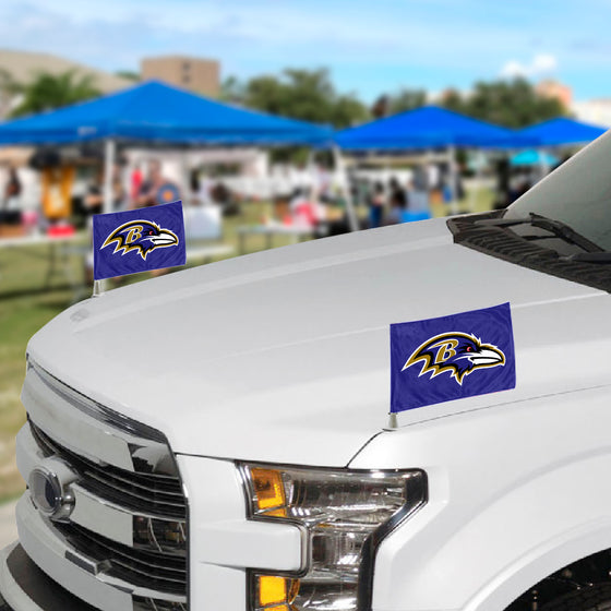 Baltimore Ravens Ambassador Car Flags - 2 Pack Mini Auto Flags, 4in X 6in