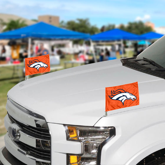 Denver Broncos Ambassador Car Flags - 2 Pack Mini Auto Flags, 4in X 6in