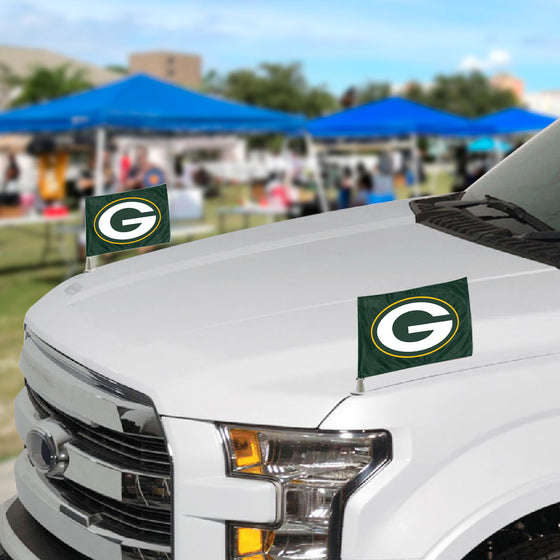 Green Bay Packers Ambassador Car Flags - 2 Pack Mini Auto Flags, 4in X 6in