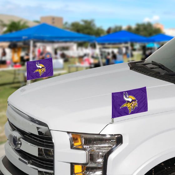 Minnesota Vikings Ambassador Car Flags - 2 Pack Mini Auto Flags, 4in X 6in