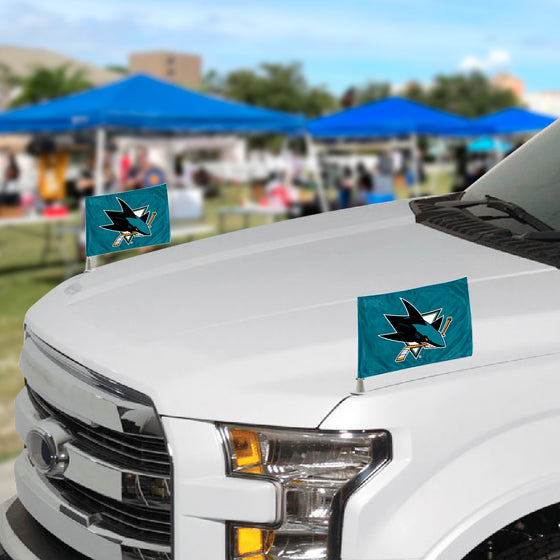 San Jose Sharks Ambassador Car Flags - 2 Pack Mini Auto Flags, 4in X 6in