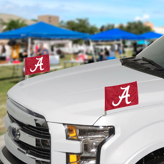 Alabama Crimson Tide Ambassador Car Flags - 2 Pack Mini Auto Flags, 4in X 6in