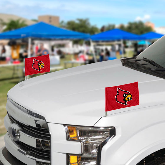 Louisville Cardinals Ambassador Car Flags - 2 Pack Mini Auto Flags, 4in X 6in
