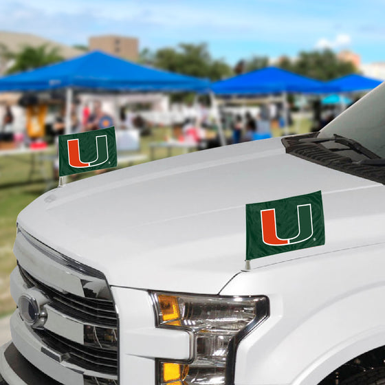 Miami Hurricanes Ambassador Car Flags - 2 Pack Mini Auto Flags, 4in X 6in