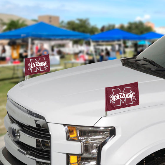 Mississippi State Bulldogs Ambassador Car Flags - 2 Pack Mini Auto Flags, 4in X 6in