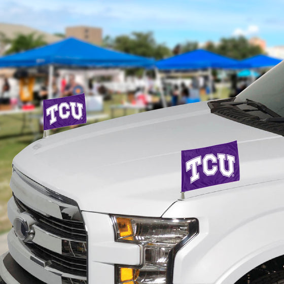 TCU Horned Frogs Ambassador Car Flags - 2 Pack Mini Auto Flags, 4in X 6in
