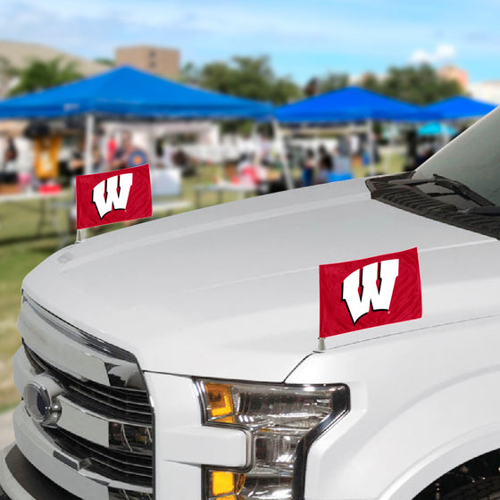 Wisconsin Badgers Ambassador Car Flags - 2 Pack Mini Auto Flags, 4in X 6in