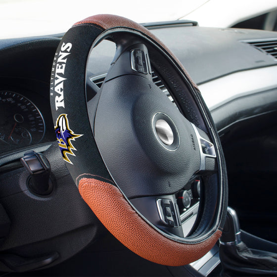 Baltimore Ravens Football Grip Steering Wheel Cover 15" Diameter