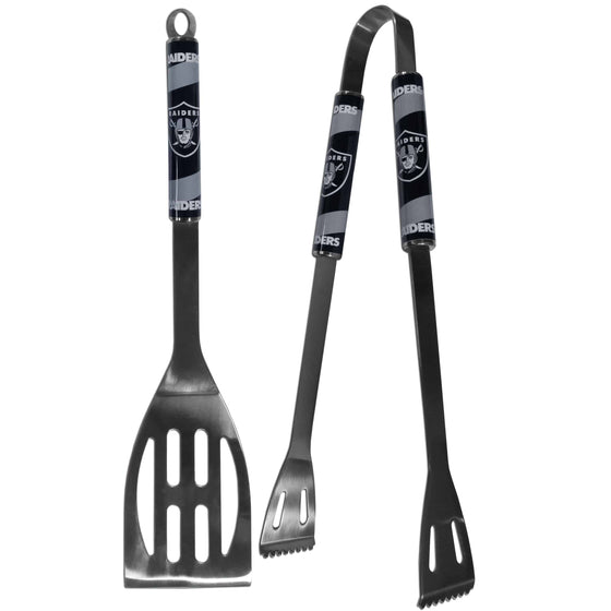 Oakland Raiders 2 pc Steel BBQ Tool Set (SSKG) - 757 Sports Collectibles