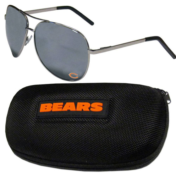 Chicago Bears Aviator Sunglasses and Zippered Carrying Case (SSKG) - 757 Sports Collectibles