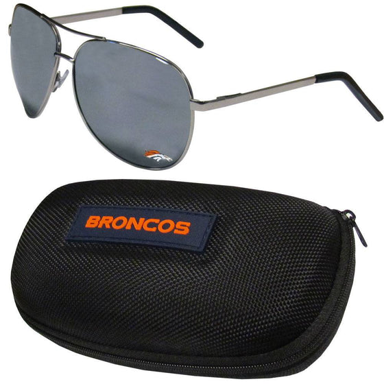 Denver Broncos Aviator Sunglasses and Zippered Carrying Case (SSKG) - 757 Sports Collectibles