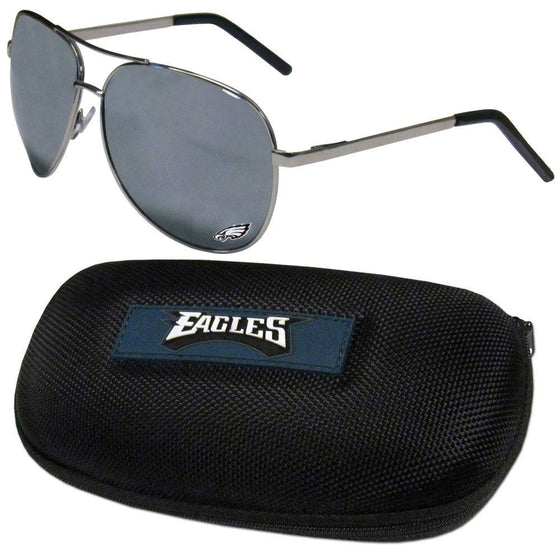 Philadelphia Eagles Aviator Sunglasses and Zippered Carrying Case (SSKG) - 757 Sports Collectibles