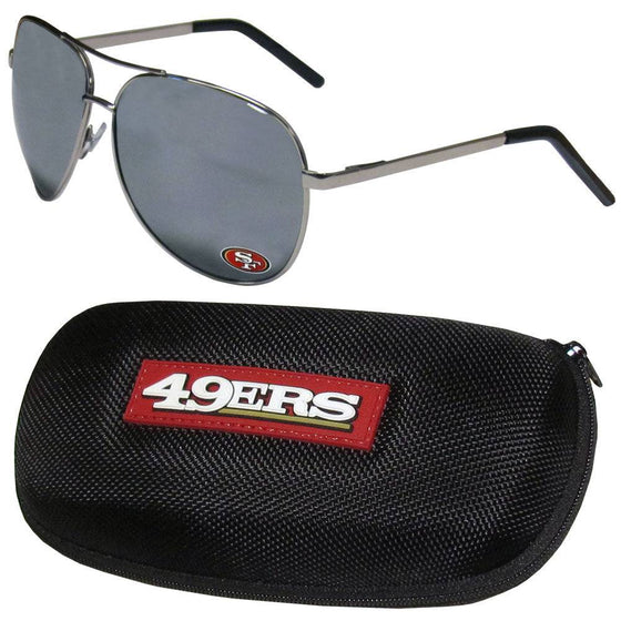 San Francisco 49ers Aviator Sunglasses and Zippered Carrying Case (SSKG) - 757 Sports Collectibles