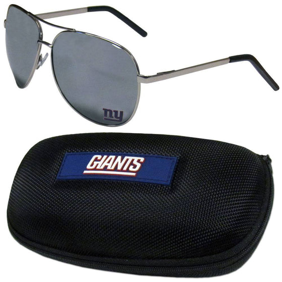 New York Giants Aviator Sunglasses and Zippered Carrying Case (SSKG) - 757 Sports Collectibles