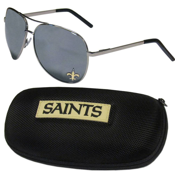 New Orleans Saints Aviator Sunglasses and Zippered Carrying Case (SSKG) - 757 Sports Collectibles