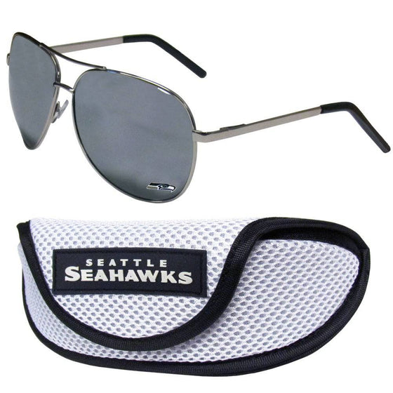Seattle Seahawks Aviator Sunglasses and Sports Case (SSKG) - 757 Sports Collectibles