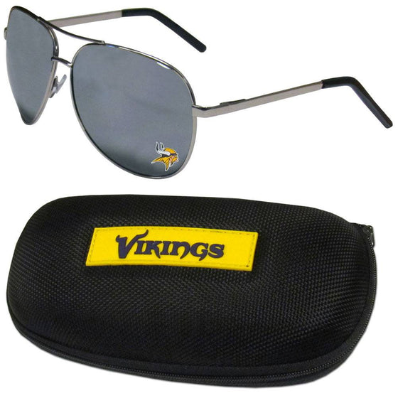 Minnesota Vikings Aviator Sunglasses and Zippered Carrying Case (SSKG) - 757 Sports Collectibles