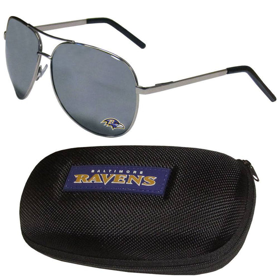 Baltimore Ravens Aviator Sunglasses and Zippered Carrying Case (SSKG) - 757 Sports Collectibles