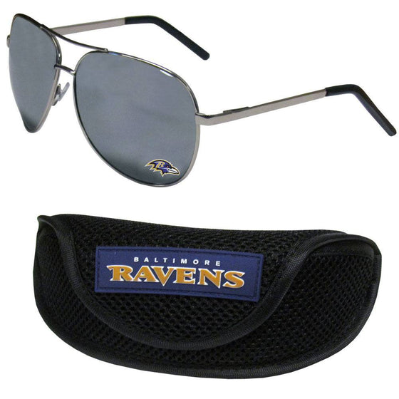 Baltimore Ravens Aviator Sunglasses and Sports Case (SSKG) - 757 Sports Collectibles