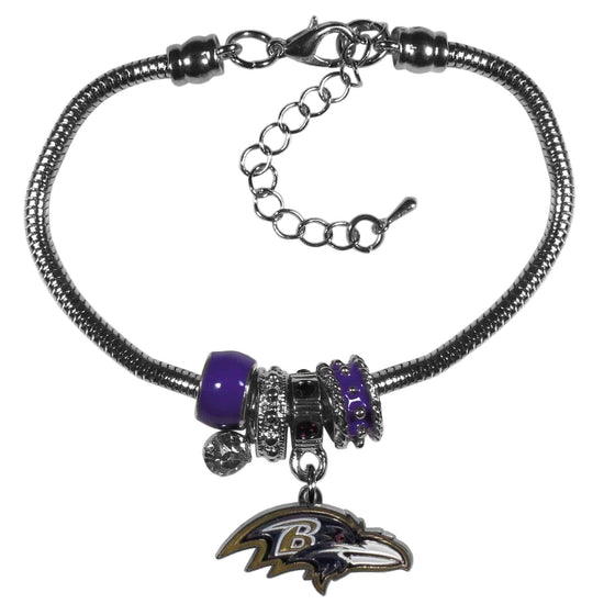 Baltimore Ravens Euro Bead Bracelet (SSKG) - 757 Sports Collectibles