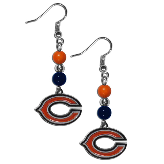 Chicago Bears Fan Bead Dangle Earrings (SSKG) - 757 Sports Collectibles