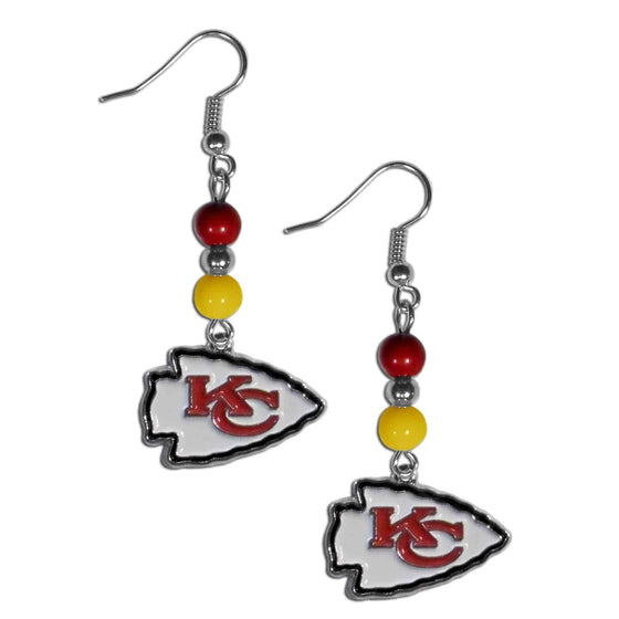 Kansas City Chiefs Fan Bead Dangle Earrings (SSKG) - 757 Sports Collectibles