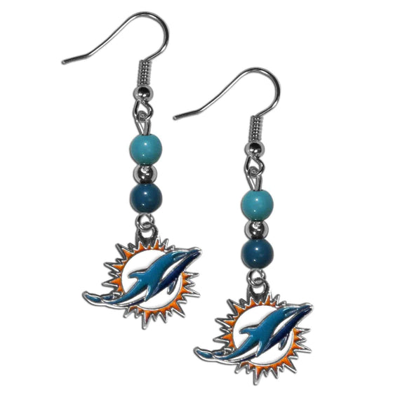 Miami Dolphins Fan Bead Dangle Earrings (SSKG) - 757 Sports Collectibles