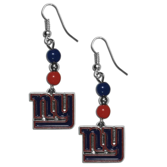 New York Giants Fan Bead Dangle Earrings (SSKG) - 757 Sports Collectibles