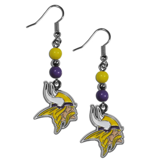 Minnesota Vikings Fan Bead Dangle Earrings (SSKG) - 757 Sports Collectibles