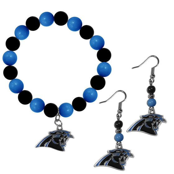Carolina Panthers Fan Bead Earrings and Bracelet Set (SSKG) - 757 Sports Collectibles