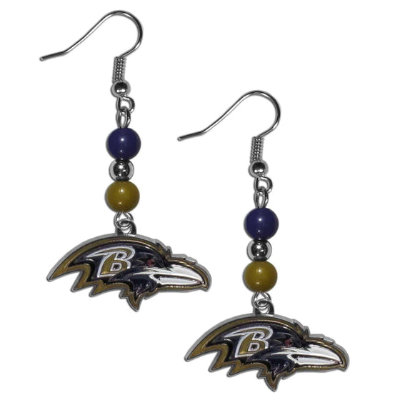 Baltimore Ravens Fan Bead Dangle Earrings (SSKG) - 757 Sports Collectibles