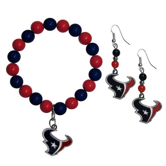 Houston Texans Fan Bead Earrings and Bracelet Set (SSKG) - 757 Sports Collectibles