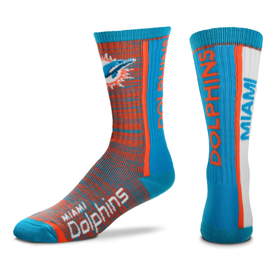 Miami Dolphins - Bar Stripe Verticle - Teal Large Sock