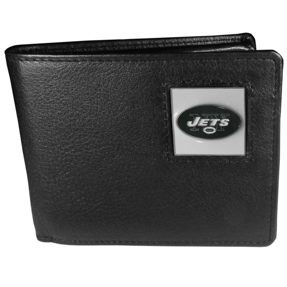 New York Jets Leather Bi-fold Wallet Packaged in Gift Box (SSKG) - 757 Sports Collectibles