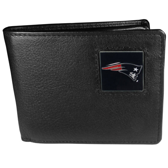 New England Patriots Leather Bi-fold Wallet Packaged in Gift Box (SSKG) - 757 Sports Collectibles