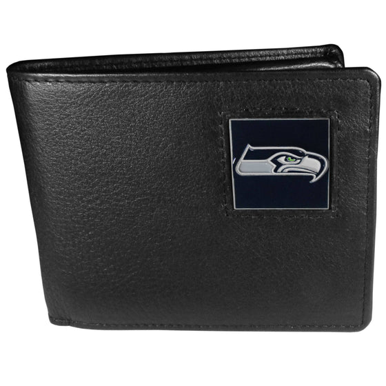 Seattle Seahawks Leather Bi-fold Wallet Packaged in Gift Box (SSKG) - 757 Sports Collectibles