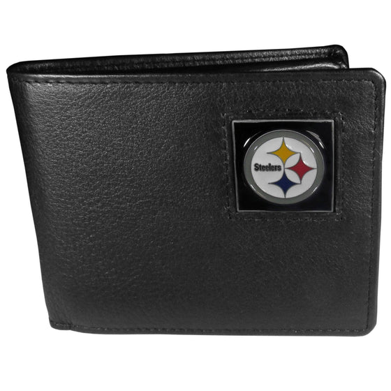 Pittsburgh Steelers Leather Bi-fold Wallet Packaged in Gift Box (SSKG) - 757 Sports Collectibles