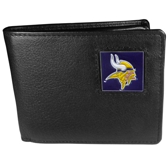 Minnesota Vikings Leather Bi-fold Wallet Packaged in Gift Box (SSKG) - 757 Sports Collectibles