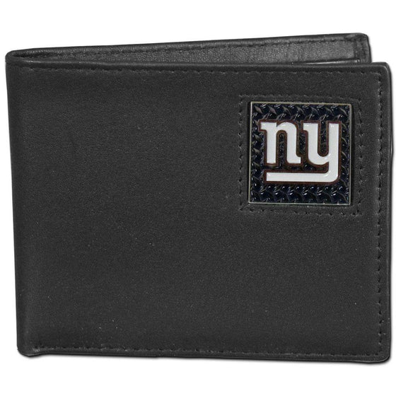 New York Giants Gridiron Leather Bi-fold Wallet Packaged in Gift Box (SSKG) - 757 Sports Collectibles