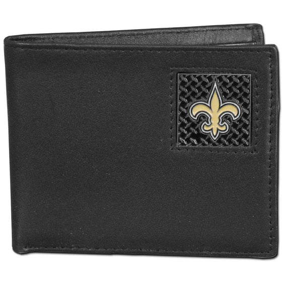 New Orleans Saints Gridiron Leather Bi-fold Wallet Packaged in Gift Box (SSKG) - 757 Sports Collectibles