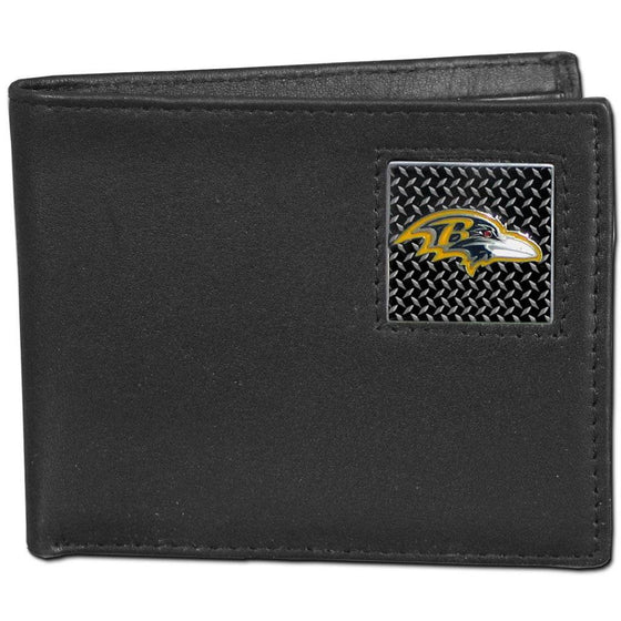 Baltimore Ravens Gridiron Leather Bi-fold Wallet Packaged in Gift Box (SSKG) - 757 Sports Collectibles