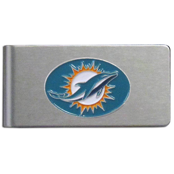 Miami Dolphins Brushed Metal Money Clip (SSKG) - 757 Sports Collectibles