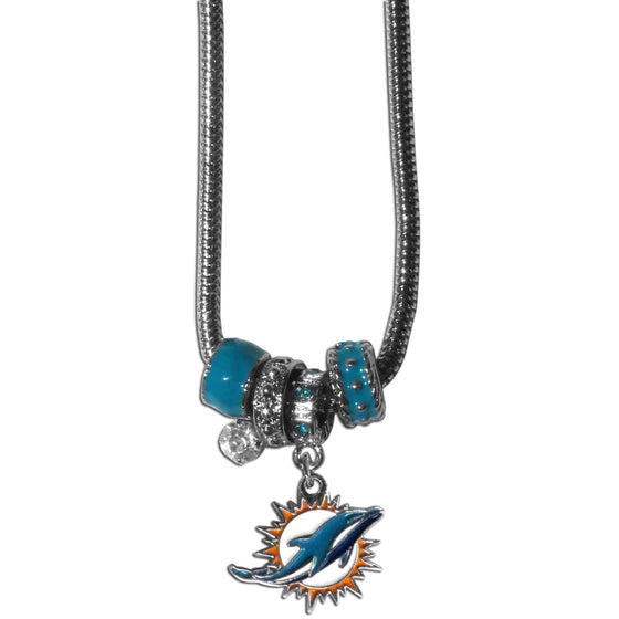 Miami Dolphins Euro Bead Necklace (SSKG) - 757 Sports Collectibles