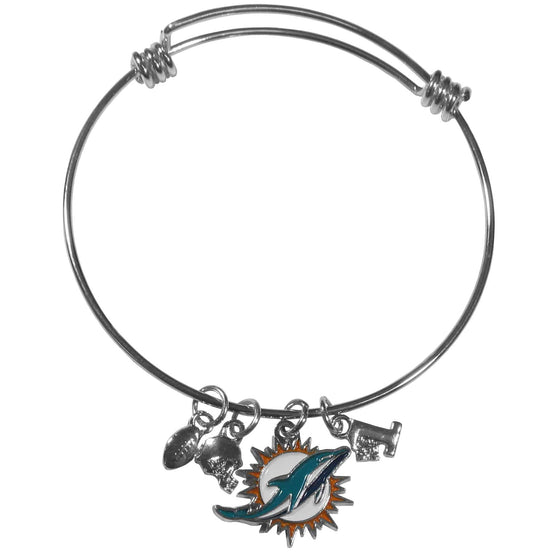 Miami Dolphins Charm Bangle Bracelet (SSKG) - 757 Sports Collectibles